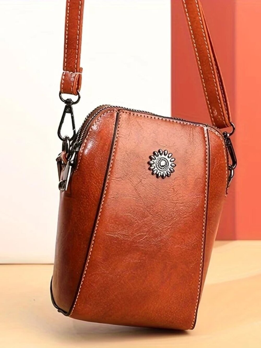 Women’s Soft Mobile Mini Phone Bag Vertical Style Removable Crossbody Strap Brow